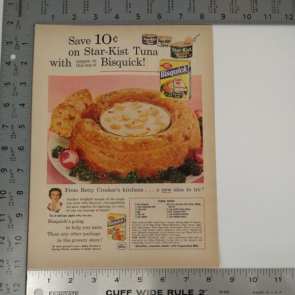 1958 Star-Kist Tuna Ad Bisquick Ring Recipe Betty Crocker MCM Print Ad Ephemera - Picture 5 of 9